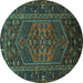 Round Persian Turquoise Traditional Rug, tr660turq