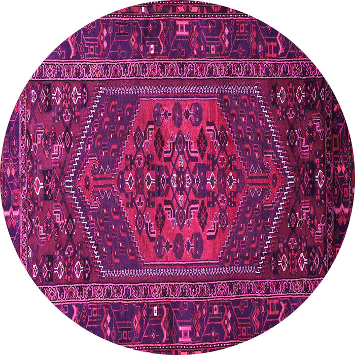 Round Machine Washable Persian Pink Traditional Rug, wshtr660pnk