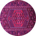 Round Machine Washable Persian Pink Traditional Rug, wshtr660pnk