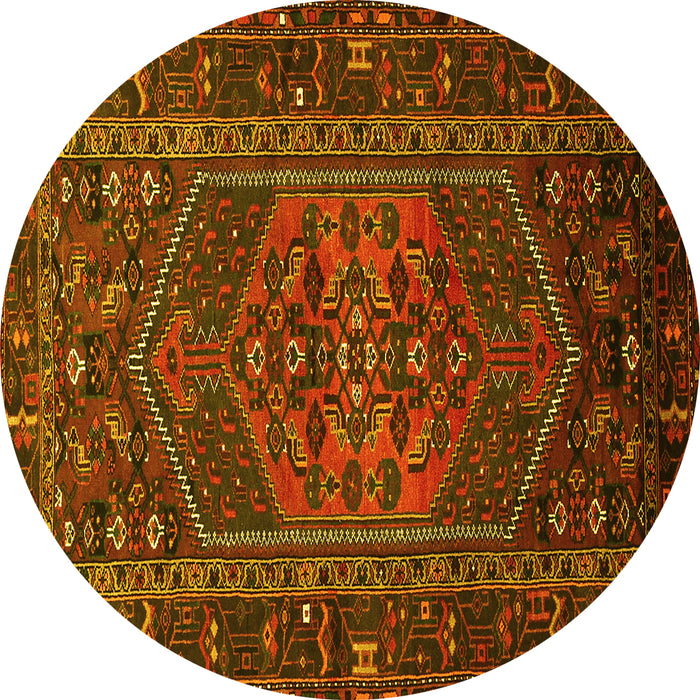 Round Persian Yellow Traditional Rug, tr660yw
