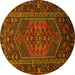 Round Persian Yellow Traditional Rug, tr660yw