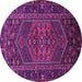 Round Machine Washable Persian Purple Traditional Area Rugs, wshtr660pur