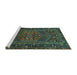 Sideview of Machine Washable Persian Turquoise Traditional Area Rugs, wshtr660turq