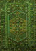 Serging Thickness of Machine Washable Persian Green Traditional Area Rugs, wshtr660grn