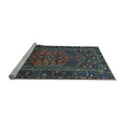 Sideview of Machine Washable Persian Light Blue Traditional Rug, wshtr660lblu