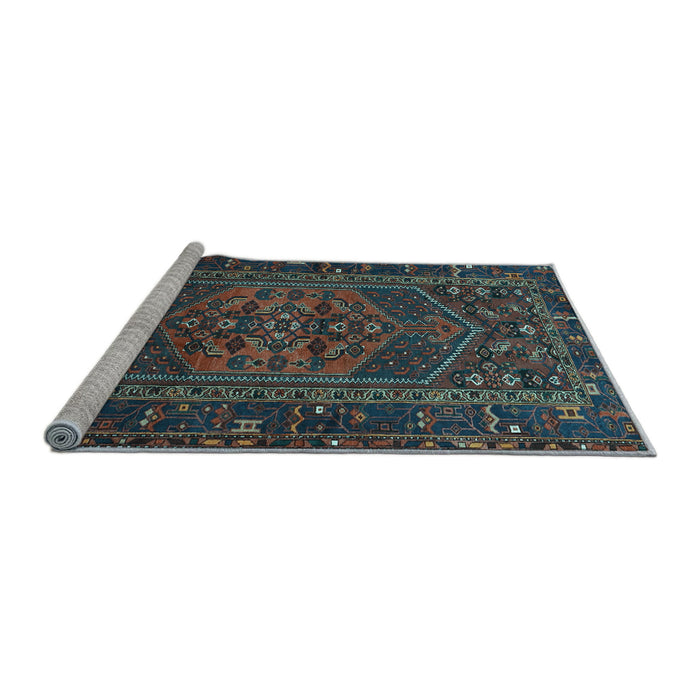 Sideview of Machine Washable Persian Light Blue Traditional Rug, wshtr660lblu