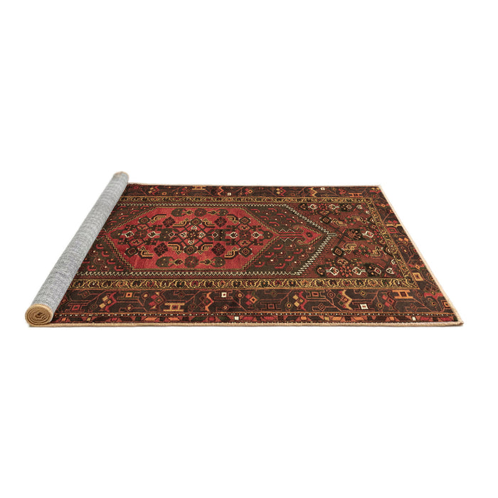 Sideview of Machine Washable Persian Brown Traditional Rug, wshtr660brn