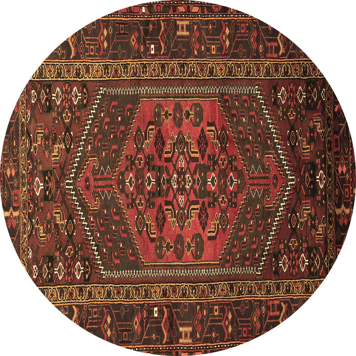 Round Persian Brown Traditional Rug, tr660brn