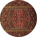 Round Persian Brown Traditional Rug, tr660brn
