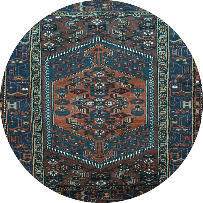 Round Machine Washable Persian Light Blue Traditional Rug, wshtr660lblu