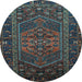 Round Machine Washable Persian Light Blue Traditional Rug, wshtr660lblu