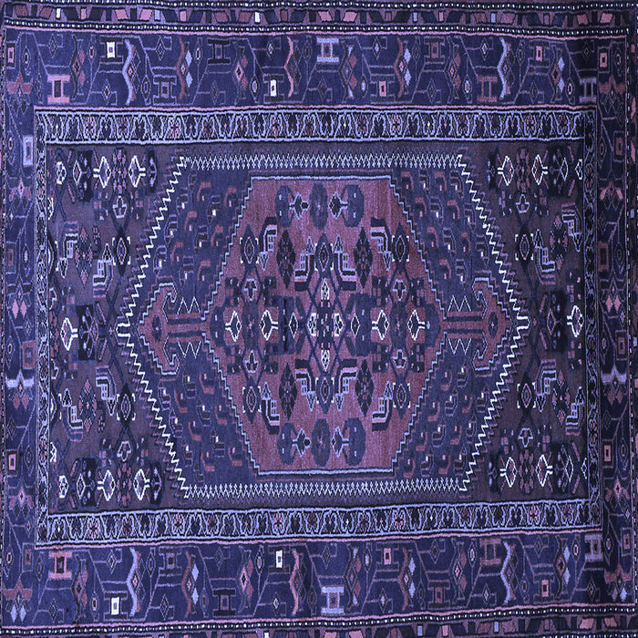 Square Machine Washable Persian Blue Traditional Rug, wshtr660blu