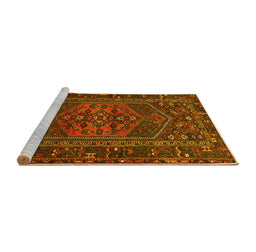 Sideview of Machine Washable Persian Yellow Traditional Rug, wshtr660yw