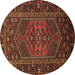 Round Machine Washable Persian Brown Traditional Rug, wshtr660brn