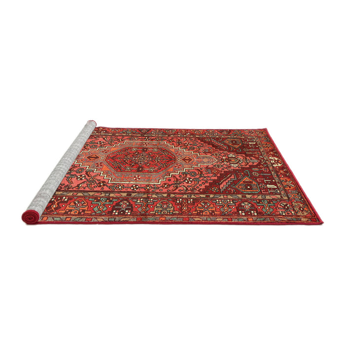 Sideview of Machine Washable Traditional Rust Pink Rug, wshtr661