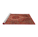 Sideview of Machine Washable Traditional Rust Pink Rug, wshtr661