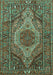 Machine Washable Persian Turquoise Traditional Area Rugs, wshtr661turq