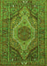 Serging Thickness of Machine Washable Persian Green Traditional Area Rugs, wshtr661grn
