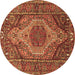 Round Persian Brown Traditional Rug, tr661brn