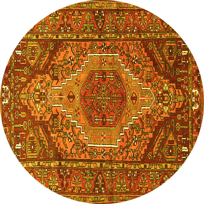 Round Persian Yellow Traditional Rug, tr661yw