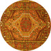 Round Persian Yellow Traditional Rug, tr661yw