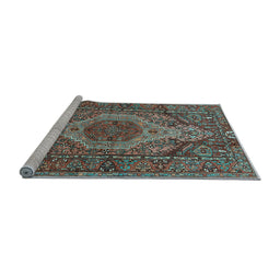 Sideview of Machine Washable Persian Light Blue Traditional Rug, wshtr661lblu