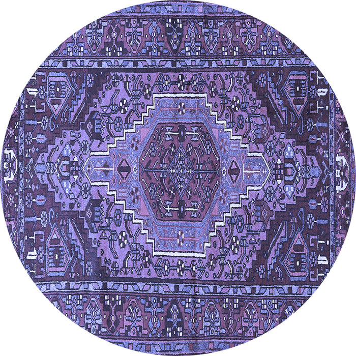 Round Machine Washable Persian Blue Traditional Rug, wshtr661blu