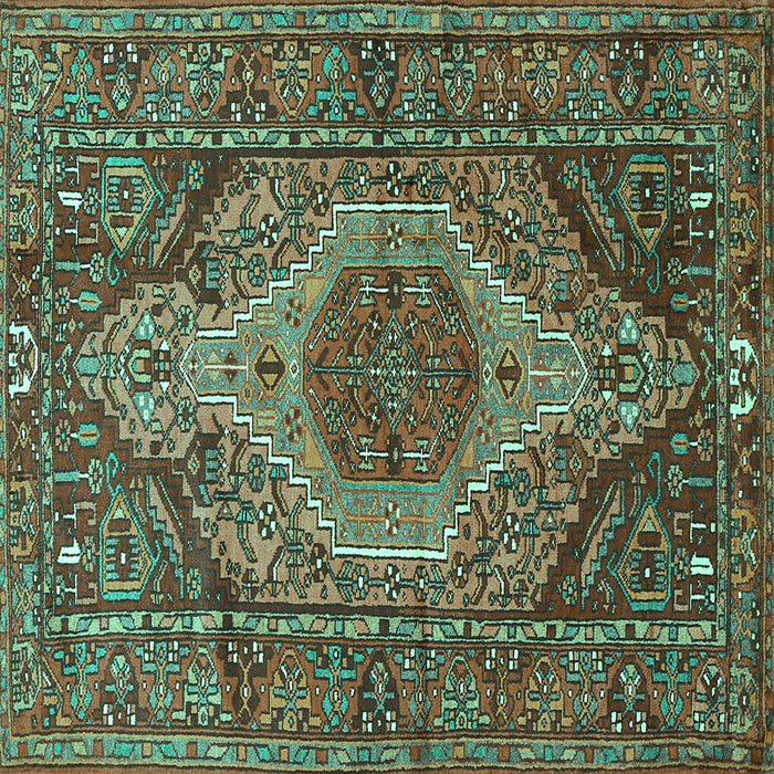 Square Persian Turquoise Traditional Rug, tr661turq