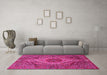 Machine Washable Persian Pink Traditional Rug in a Living Room, wshtr661pnk