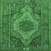 Square Machine Washable Persian Emerald Green Traditional Area Rugs, wshtr661emgrn