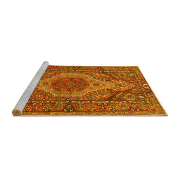 Sideview of Machine Washable Persian Yellow Traditional Rug, wshtr661yw