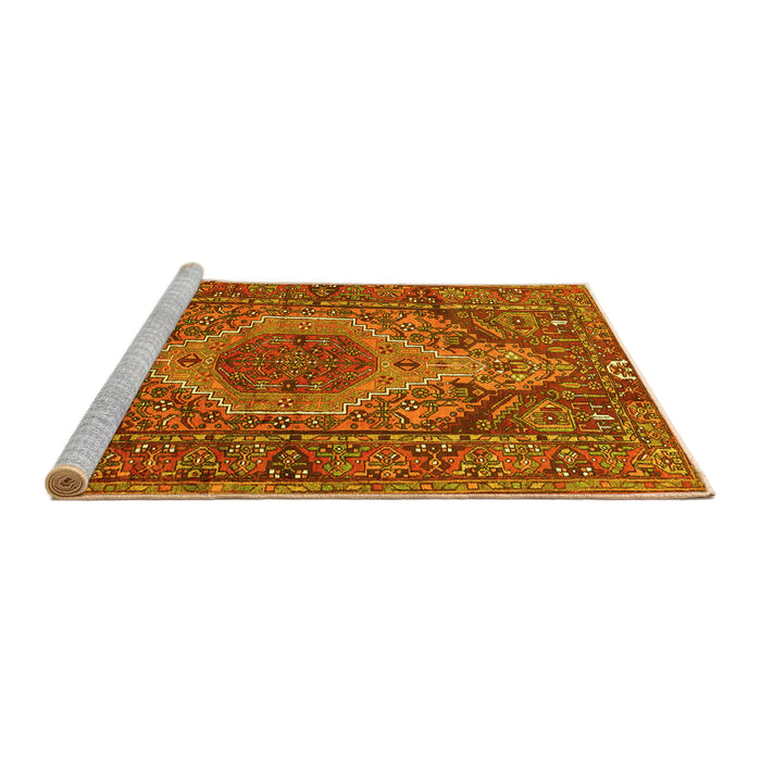 Sideview of Machine Washable Persian Yellow Traditional Rug, wshtr661yw