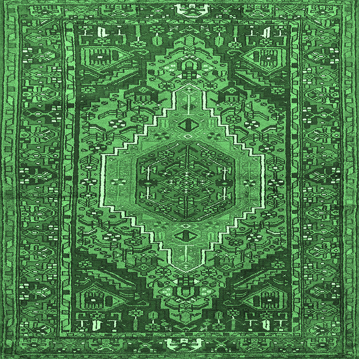Square Persian Emerald Green Traditional Rug, tr661emgrn