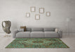 Machine Washable Persian Turquoise Traditional Area Rugs in a Living Room,, wshtr661turq