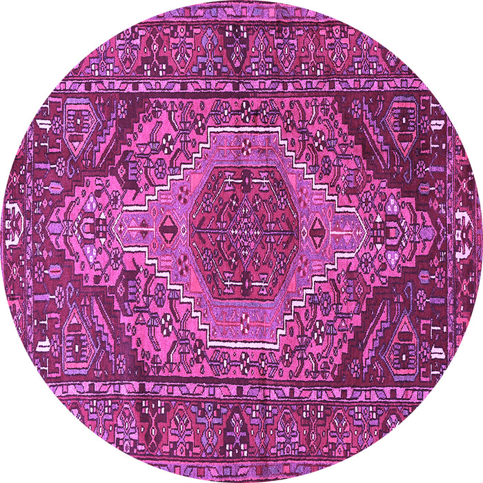 Round Machine Washable Persian Purple Traditional Area Rugs, wshtr661pur