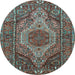 Round Persian Light Blue Traditional Rug, tr661lblu