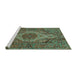 Sideview of Machine Washable Persian Turquoise Traditional Area Rugs, wshtr661turq
