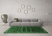 Machine Washable Persian Emerald Green Traditional Area Rugs in a Living Room,, wshtr662emgrn