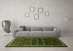 Machine Washable Persian Green Traditional Area Rugs in a Living Room,, wshtr662grn