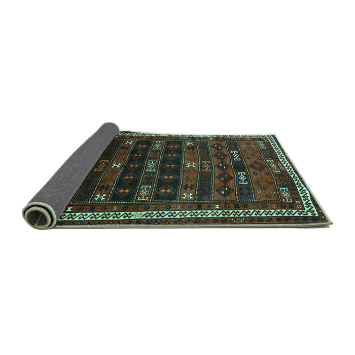 Sideview of Persian Turquoise Traditional Rug, tr662turq