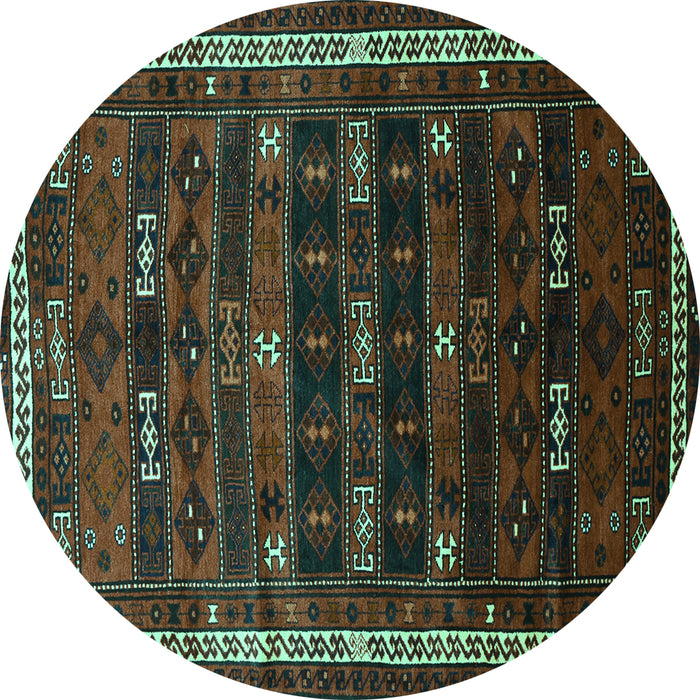Round Persian Turquoise Traditional Rug, tr662turq