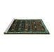 Sideview of Machine Washable Persian Turquoise Traditional Area Rugs, wshtr662turq