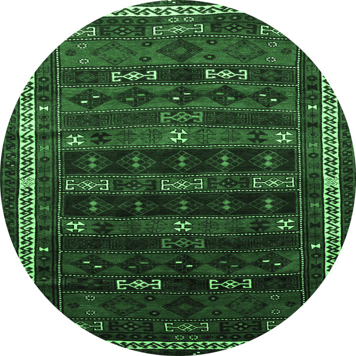 Round Persian Emerald Green Traditional Rug, tr662emgrn