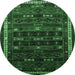Round Persian Emerald Green Traditional Rug, tr662emgrn
