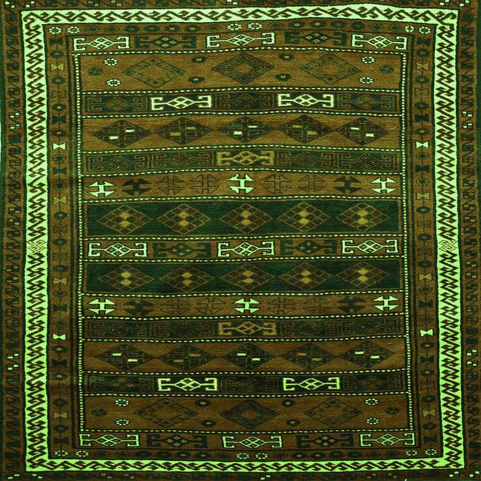 Round Machine Washable Persian Green Traditional Area Rugs, wshtr662grn