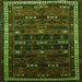 Round Machine Washable Persian Green Traditional Area Rugs, wshtr662grn