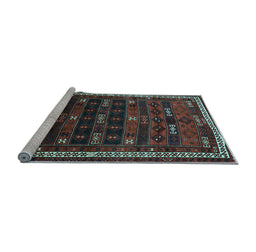 Sideview of Machine Washable Persian Light Blue Traditional Rug, wshtr662lblu