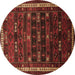 Round Machine Washable Persian Brown Traditional Rug, wshtr662brn