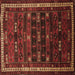 Square Persian Brown Traditional Rug, tr662brn