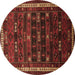 Round Persian Brown Traditional Rug, tr662brn
